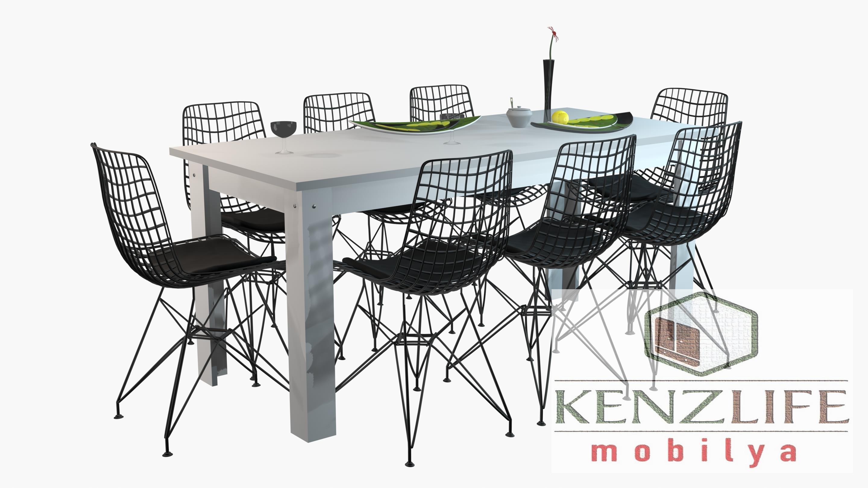 Kenzlife yemek masa sandalye takımı rent188 byz 1 masa 8 sandalye
