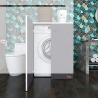 Kenzlife çamaşır makinesi dolabı kapaklı tatyana gri 90*70*60 banyo ofis kapaklı arkalıksız