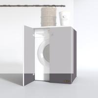 Kenzlife çamaşır makinesi dolabı kapaklı tatyana gri 90*70*60 banyo ofis kapaklı arkalıksız