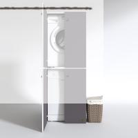 Kenzlife çamaşır-bulaşık makinesi dolabı kapaklı roksana gri 180*70*60 banyo çift katlı arkalıksız