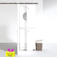 Kenzlife çamaşır-bulaşık makinesi dolabı kapaklı roksana byz 180*70*60 banyo çift katlı arkalıksız + tekli duvar rafı hediyeli