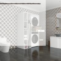 Kenzlife çamaşır-kurutma makinesi dolabı gutas sol byz 187*120*60 çekmeceli banyo