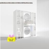 Kenzlife çamaşır-kurutma makinesi dolabı sadra byz 187*170*60 çekmeceli raflı + tekli duvar rafı hediye