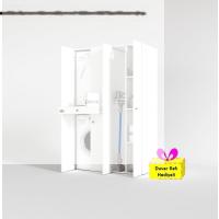 Kenzlife çamaşır-kurutma makinesi dolabı şahrur sağ byz 187*120*60 çekmeceli + tekli duvar rafı hediye