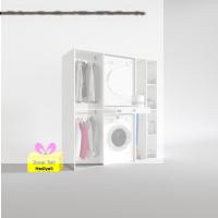 Kenzlife çamaşır-kurutma makinesi dolabı ve giysi dolabı çekmeceli hattab sağ raf byz 187*160*60  + tekli duvar rafı hediye