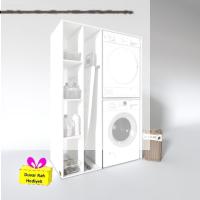 Kenzlife çamaşır-kurutma makinesi dolabı alyusha sol byz 180*120*60 banyo arkalıksız + tekli duvar rafı hediyeli