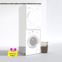 Kenzlife çamaşır-kurutma makinesi dolabı evgeniya byz 180*70*60 banyo çift katlı arkalıksız + tekli duvar rafı hediyeli
