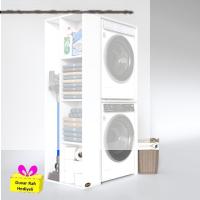 Kenzlife çamaşır-kurutma makinesi dolabı demyan sol byz 180*090*60 banyo arkalıksız + tekli duvar rafı hediyeli
