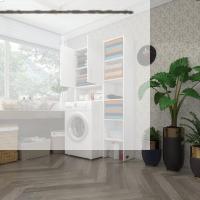 Kenzlife çamaşır makinesi dolabı sinemmaks byz 180*096*30 banyo kapaklı arkalıklı raflı