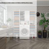 Kenzlife çamaşır makinesi dolabı sinemmaksduble byz 180*126*30 banyo kapaklı arkalıklı raflı