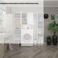 Kenzlife çamaşır makinesi dolabı sinemmega byz 180*156*30 banyo kapaklı arkalıklı raflı