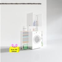 Kenzlife çamaşır makinesi dolabı veronikamaks byz 180*096*20 banyo arkalıksız raflı + tekli duvar rafı hediyeli