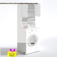 Kenzlife çamaşır makinesi dolabı hayzum byz 180*066*55 banyo kiler çift kapaklı arkalıklı + tekli duvar rafı hediyeli