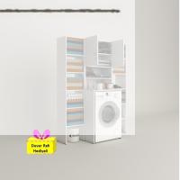 Kenzlife çamaşır makinesi dolabı hayzummaksduble byz 180*126*55 banyo kiler çift kapaklı arkalıklı + tekli duvar rafı hediyeli