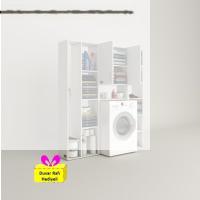 Kenzlife çamaşır makinesi dolabı veronikamega byz 180*156*20 banyo arkalıksız raflı + tekli duvar rafı hediyeli