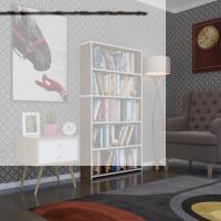 Kenzlife kitaplık süper ga 150*80*19 cvz 5 katlı tek bölme çift bölme opsiyonlu ofis mutfak banyo dolabı arkalıksız