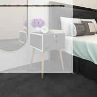 Kenzlife komodin çıntay gri 57*39*39 çekmeceli kilitli ahşap ayaklı komidin