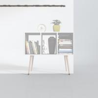 Kenzlife komodin adberilgen gri 74*90*39 ahşap ayaklı komidin kitaplık