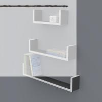 Kenzlife kitaplık müjgan 012*060-045-030*20 gri duvar rafı