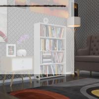 Kenzlife kitaplık süper ga 120*80*19 byz 4 katlı tek bölme ofis mutfak banyo dolabı arkalıksız