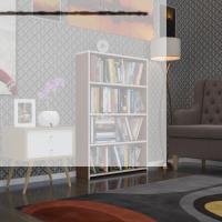 Kenzlife kitaplık süper ga 120*80*19 cvz 4 katlı tek bölme ofis mutfak banyo dolabı arkalıksız