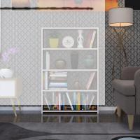 Kenzlife kitaplık süper ga 120*80*19 cvz 4 katlı tek bölme ofis mutfak banyo dolabı arkalıksız