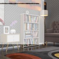 Kenzlife kitaplık süper ga 120*80*19 crd 4 katlı tek bölme ofis mutfak banyo dolabı arkalıksız