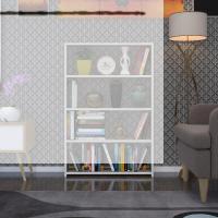 Kenzlife kitaplık süper ga 120*80*19 crd 4 katlı tek bölme ofis mutfak banyo dolabı arkalıksız