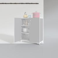Kenzlife 2 kapılı dolap çilem 088*070*032 gri kilitli ayaklı banyo mutfak ofis kitaplık ayakkabılık kiler