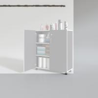 Kenzlife 2 kapılı dolap çilem 088*070*032 gri kilitli tekerlekli banyo mutfak ofis kitaplık ayakkabılık kiler