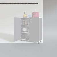 Kenzlife 2 kapılı dolap rabia 088*070*032 gri kapaklı tekerlekli banyo mutfak ofis kitaplık ayakkabılık kiler