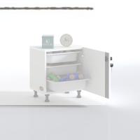Kenzlife sepetli kilitli mutfak dolabı ruberukilit byz 050x45x30 banyo çamaşır beyaz 3 lü sepet