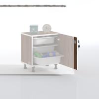 Kenzlife sepetli kilitli mutfak dolabı ruberukilit cvz 050x45x30 banyo çamaşır beyaz 3 lü sepet