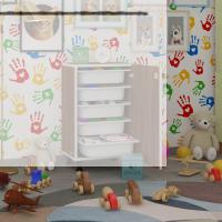 Kenzlife sepetli kilitli mutfak dolabı ruberukilit cvz 074x45x30 banyo çamaşır beyaz 5 li sepet