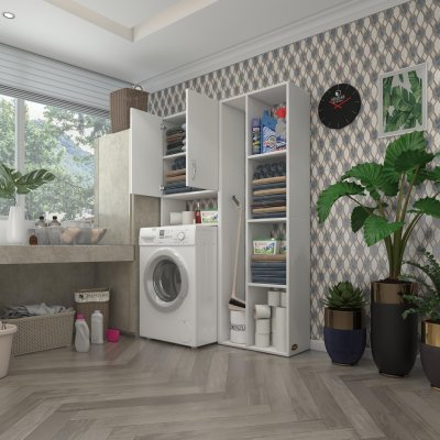 Kenzlife çamaşır makinesi dolabı veronikasüpürge byz 180*126*20 banyo arkalıksız raflı