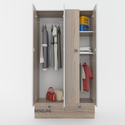 Kenzlife gardırop 4 kapılı 2 çekmeceli biberiye 182*100*42 crd kapaklı gardolap dolap