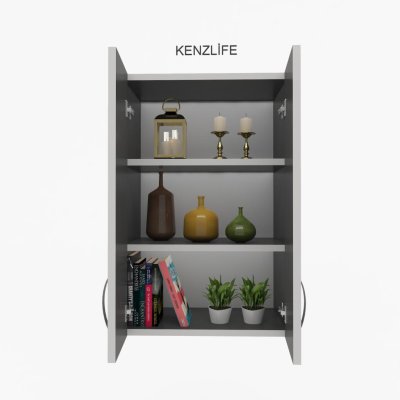 Kenzlife mutfak dolabı idil  090.060.32 gri 2 raflı kapaklı  ofis banyo kiler evrak kitaplık
