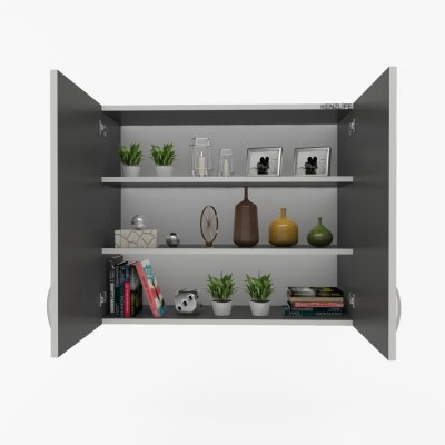 Kenzlife mutfak dolabı idil  090.090.32 gri 2 raflı kapaklı  ofis banyo kiler evrak kitaplık