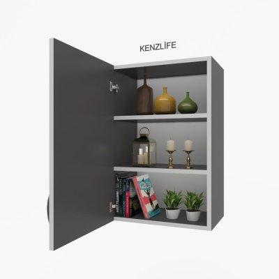 Kenzlife mutfak dolabı irem  090.060.32 gri  2 raflı kapaklı  ofis banyo kiler evrak kitaplık