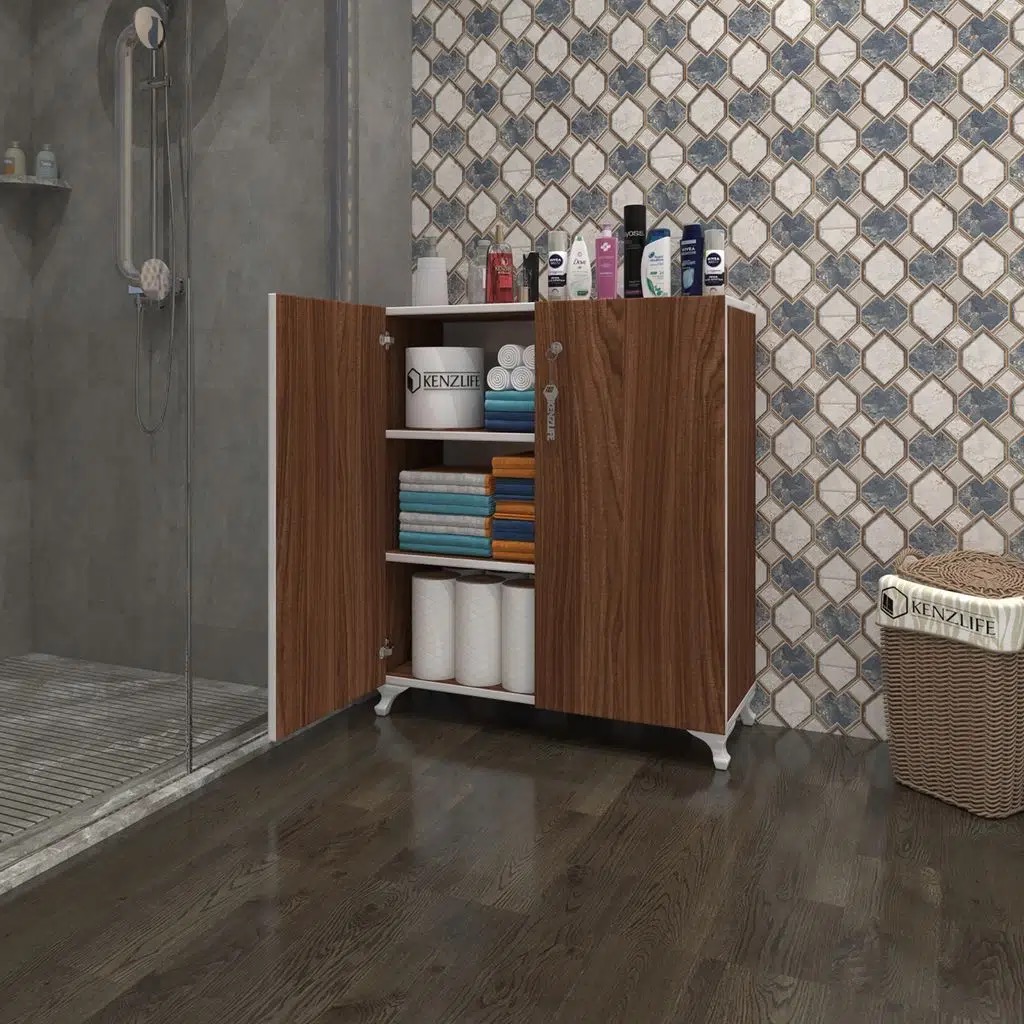 Kenzlife 2 kapılı dolap çilem 088*070*032 cvz kilitli ayaklı banyo mutfak ofis kitaplık ayakkabılık kiler
