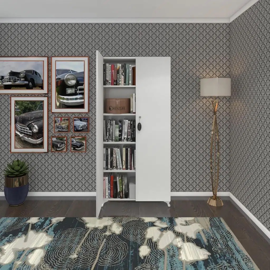 Kenzlife 2 kapılı dolap çilem 188*070*032 byz kilitli ayaklı banyo mutfak ofis kitaplık ayakkabılık kiler