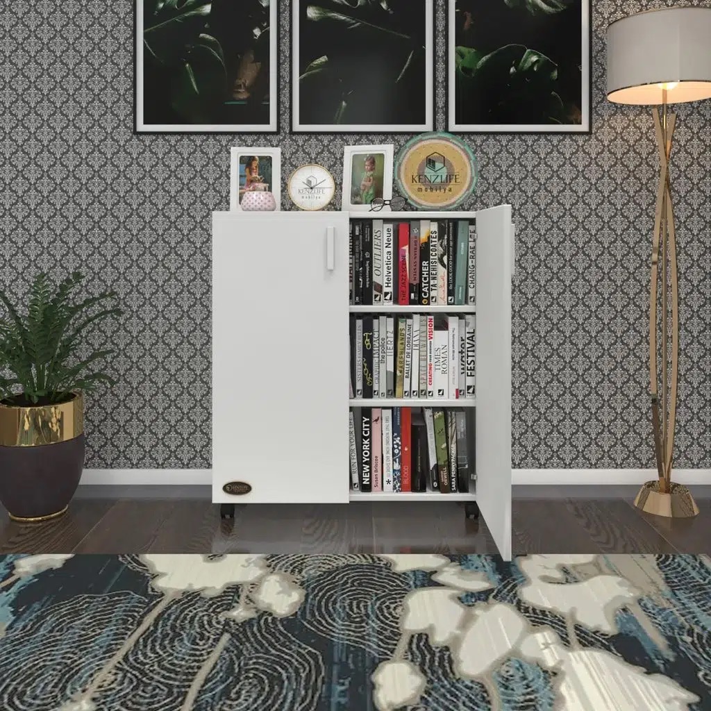 Kenzlife 2 kapılı dolap rabia 088*070*032 byz kapaklı tekerlekli banyo mutfak ofis kitaplık ayakkabılık kiler