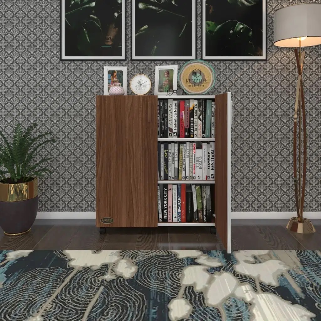 Kenzlife 2 kapılı dolap rabia 088*070*032 cvz kapaklı tekerlekli banyo mutfak ofis kitaplık ayakkabılık kiler