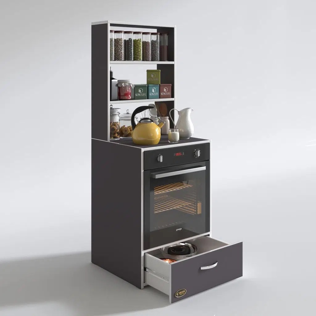 Kenzlife ankastre fırın dolabı aybirgen gri 165*60*56 mutfak çekmeceli