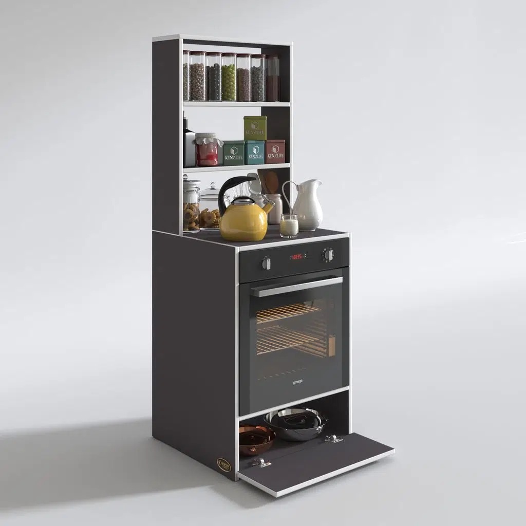 Kenzlife ankastre fırın dolabı bengisu gri 165*60*56 mutfak kapaklı