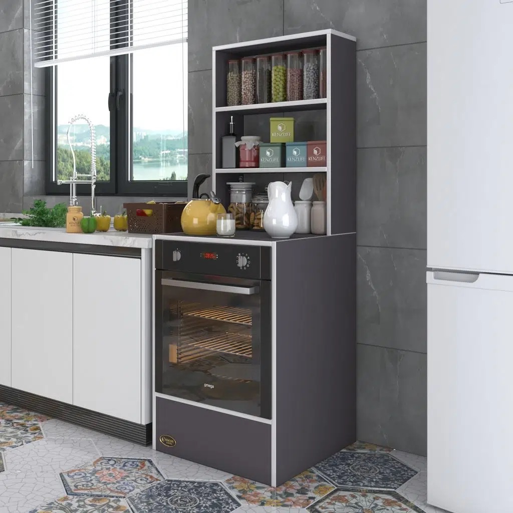 Kenzlife ankastre fırın dolabı esmacan gri 165*60*56 mutfak eko düz