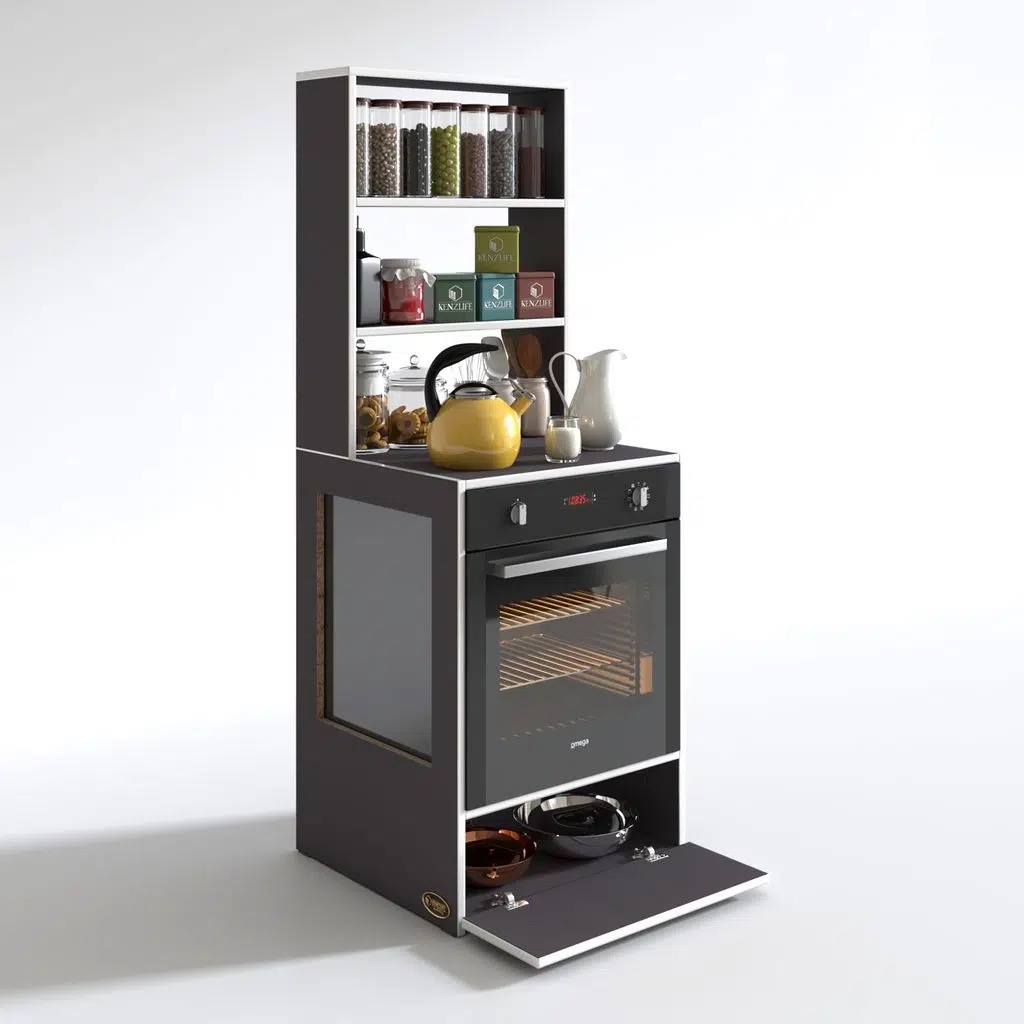 Kenzlife ankastre fırın dolabı hümeyra gri 165*60*56 mutfak kapaklı