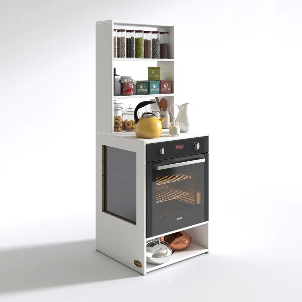 Kenzlife ankastre fırın dolabı ismihan byz 165*60*56 mutfak raflı