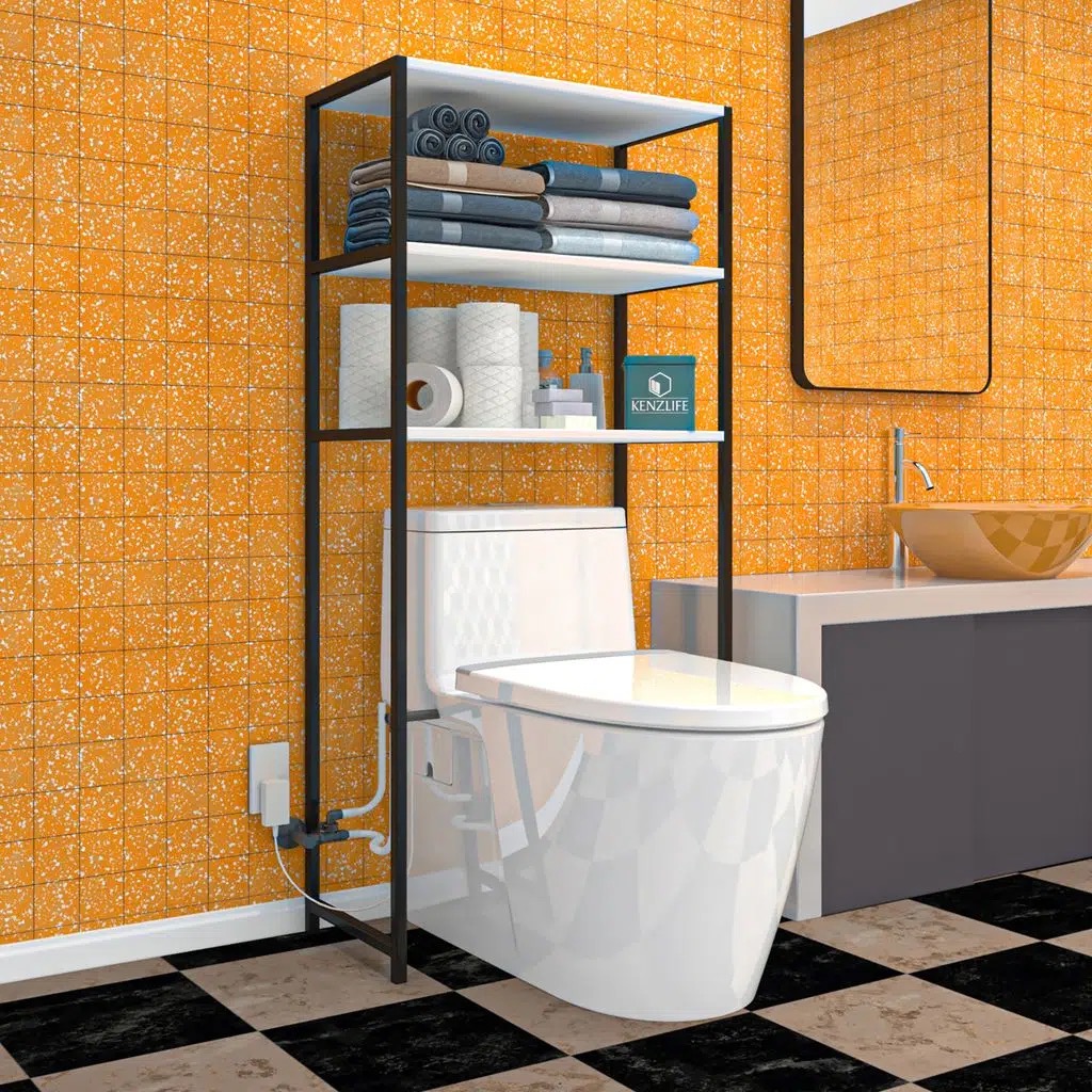 Bakbudaiyi banyo klozet dolabı hüveylid byzsyh 135*050*20 mat suntalam metal siyah boya