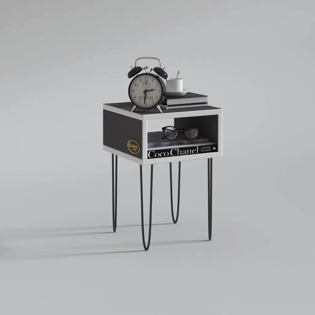 Kenzlife komodin ortense gri komidin 44*29*29 metal ayaklı orta zigon sehpa minik boy (m)